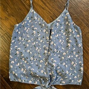 Sienna Sky Blue Tie Front Sleeveless Camisole